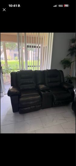 Black Faux Leather Reclining Sofa and Loveseat Set