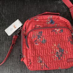 Lug Ranger Red Boquet Floral Quilted Puffer R&R Crossbody Bag & Wallet NWT 