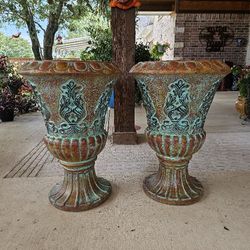 XL Turquoise Clay Pots, Planters, Plants. Pottery, Talavera $120 cada una