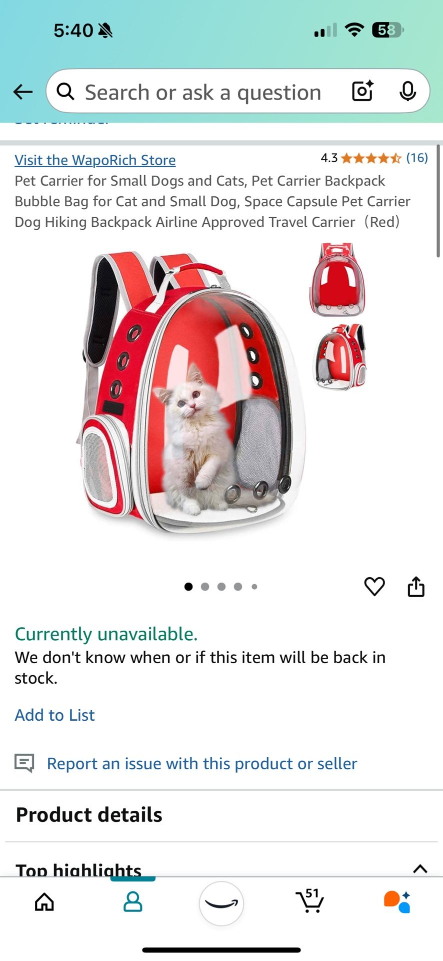 Used Pet Carrier for Small Dogs and Cats, (Cleaned)