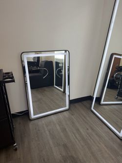Modern LED Salon Mirror – Black & Gold Frame ✨
