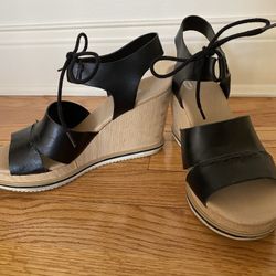 Black Wedge Sandals 