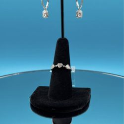 # 29. Elegant Moissanite Ring & Dangle Earrings Set
