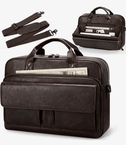 Laptop Bag PU Leather Messenger Bag Briefcase Vintage Computer Satchel