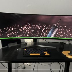 SAMSUNG 49” Odyssey CRG Series Dual QHD (5120x1440) Curved Gaming Monitor, 120Hz, QLED, HDR, Height Adjustable Stand