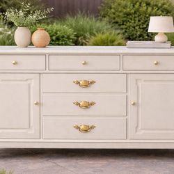 Refinished Cream Buffet / Dresser – Solid Wood