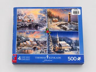 Thomas Kinkade Christmas Jigsaw Puzzles – 4 Puzzles – 500 Pieces