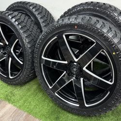NEW  24 inch gloss black/milled wheels and atturo xt 285/40r24 tires