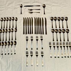 63-Pc Wallace Sonnet Stainless Flatware Set - Vintage 1956 MCM - Service for 9+