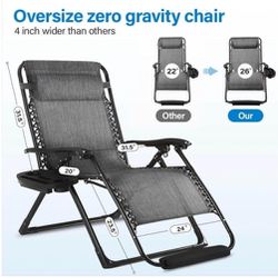  Oversized Zero Gravity Chair Adjustable Recliner Lounge Chair w/ Foot Cushion, Support 400lbs