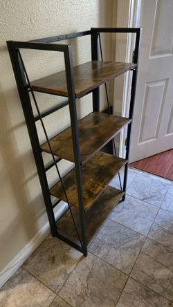 No Assembly Folding Bookshelf Storage Shelves 4 Tiers