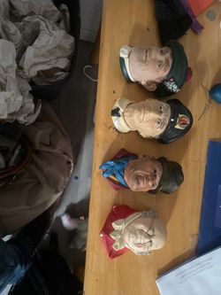 Set of 17 Character Head Figurines