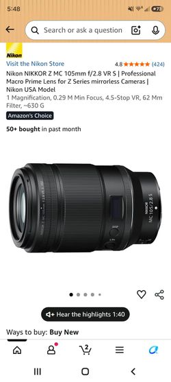 Nikon Lense Nikkor Z MC 105mm f/2.8 VR S