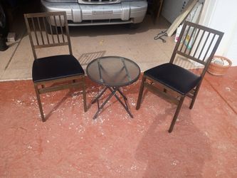 Vintage foldable wooden chairs and foldable table