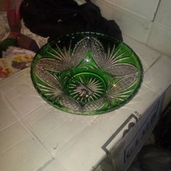  Crystal Green And Clear Bowl 