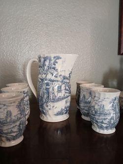 Vintage Rossini Country pitcher tumbler set