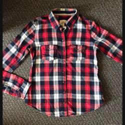 NEW Hollister Women Classic Plaid Check Long Sleeves Shirt  Size S