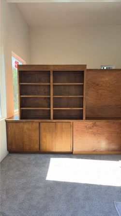 Large Wood Bookcase with Cabinet Base