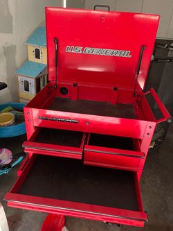 U.S. General Red Tool Cart with Drawers