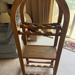 Oak Wine Rack With Shelf