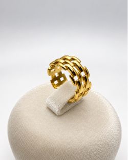 18K PVD 316L Stainless Steel Chain Link Ring – Size 6