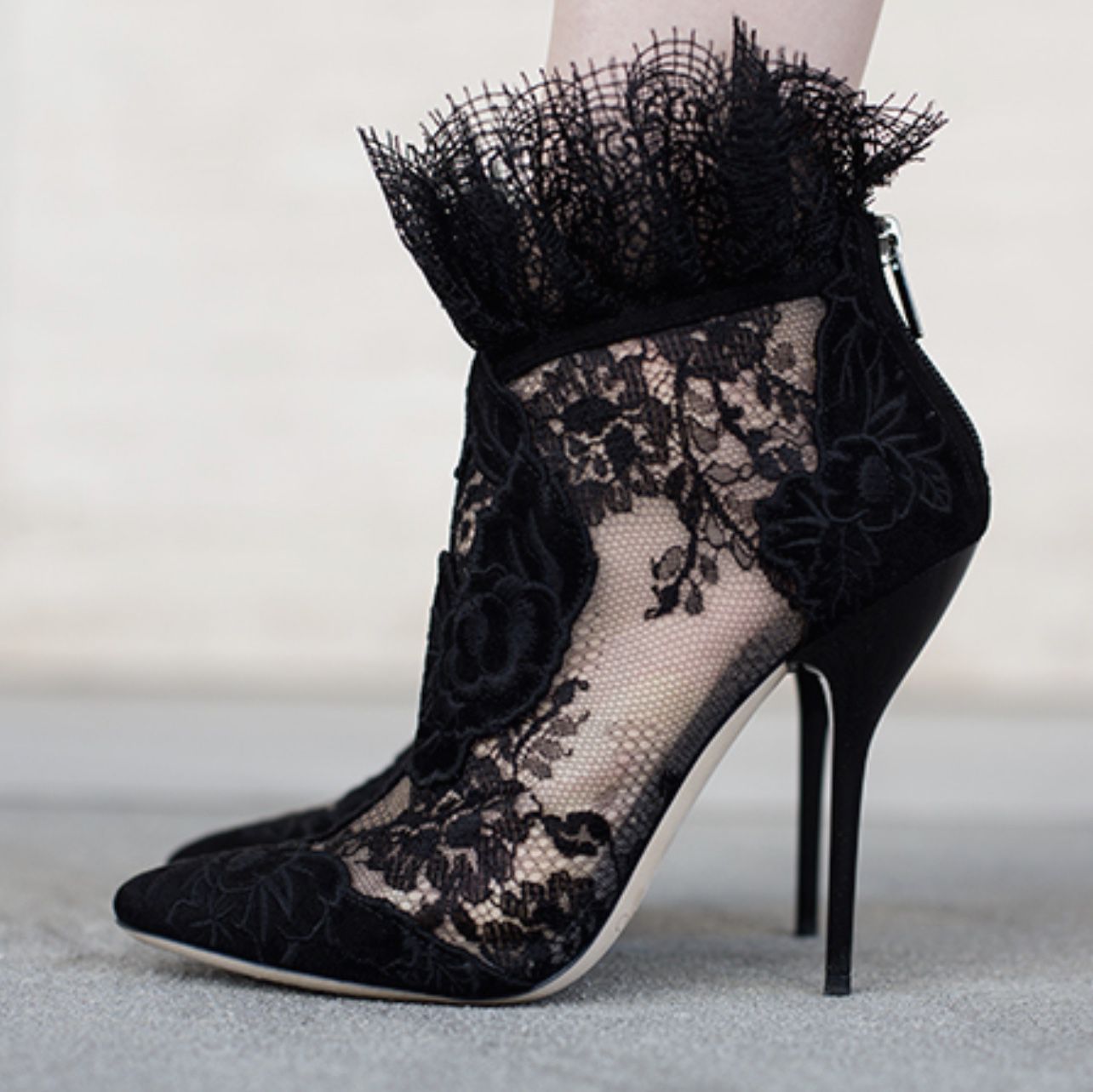 JIMMY CHOO Kamaris Lace Ankle Bootie Black Suede US 7.5 Retail $1395 Ships Fast!