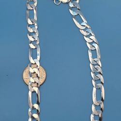 Italian 925 Sterling Silver Figaro Chain 24” 11.5mm – Heavy 64g