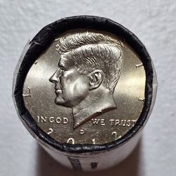Roll of 2012-D Kennedy half dollars.