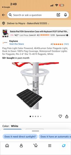 Flag Pole Light Solar Powered, 4640Lumen Solar Flagpole Light, Dusk to Dawn 100% Flag Coverage, Waterproof Outdoor Lights for Flagpole, fits 2-6" Dia 