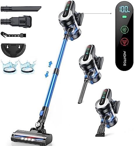 Cordless Vacuum Cleaner 400W/33KPA with LED Display, Lightweight & Ultra-Quiet Stick for Carpet and Floor, Pet Hair Cleaning