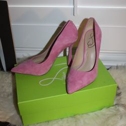 7.5W Pink Sam Edelman Suede Pointed Toe Heels - NEW