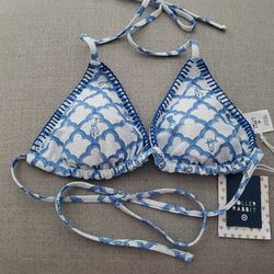 Roller Rabbit Women's Bikini Top Reversible, Size M, Blue