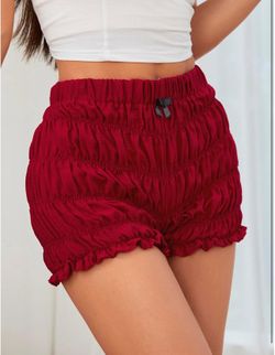 SMALL Women's Ruffle Shorts Y2k Lace Lolita Bloomers Elastic Waist Frill Bottoms Micro Boyshorts