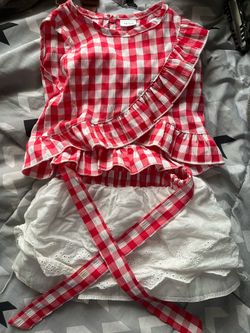 Girls Ruffle plaid top with skirt