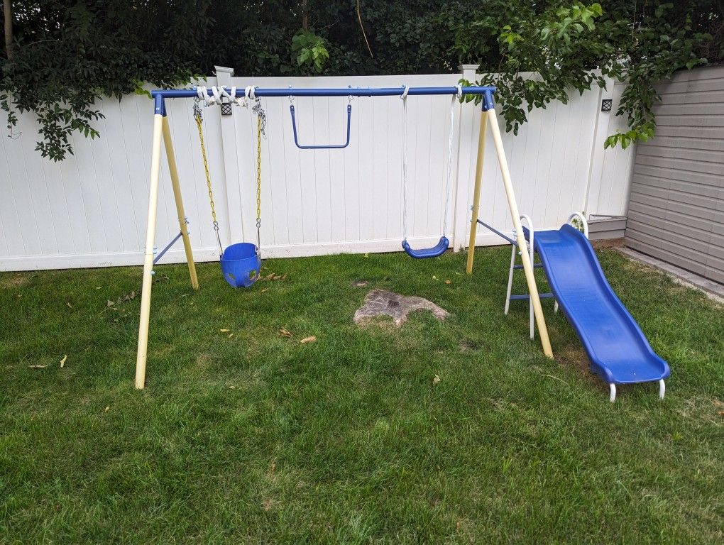 Kids swing set and slide