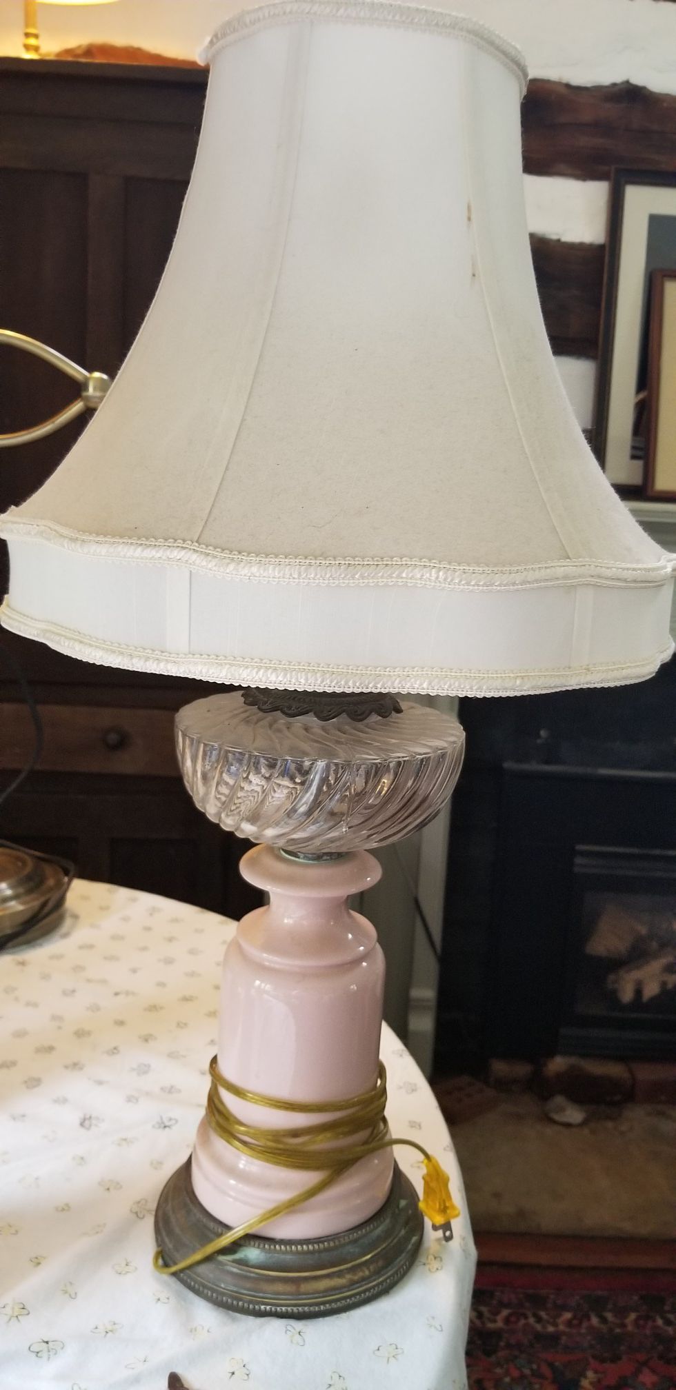 Vintage Pink Porcelain Lamp