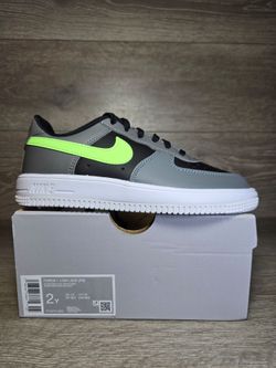 Nike Force 1 (PS) Black / Lime Blast - Smoke Grey Size 2 Youth IF1673 003 New