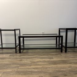 Glass Coffee Table And 2 End Tables