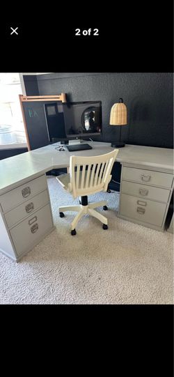 Potter Barn Bedford Corner Desk plus 1 extra filing cabinet