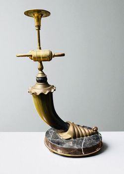 CHAPMAN HORN LAMP ON MARBLE BASE