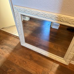 Large Ornate White Framed Wall Mirror
