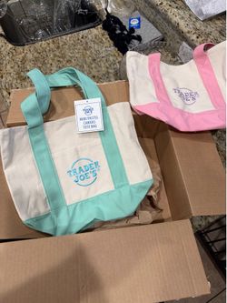 trader joe's mini pastel canvas tote bag