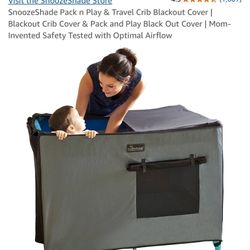 SnoozeShade Pack n Play & Travel Crib Blackout Cover | Blackout Crib Cover & Pack and Play Black Out Cover | Mom-Invented Safety Tested with Optimal A