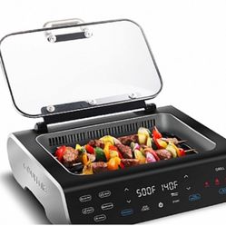Air Fryer Gourmia FoodStation Smokeless Grill, Griddle, & Air Fryer with Integrated Temperature Prob