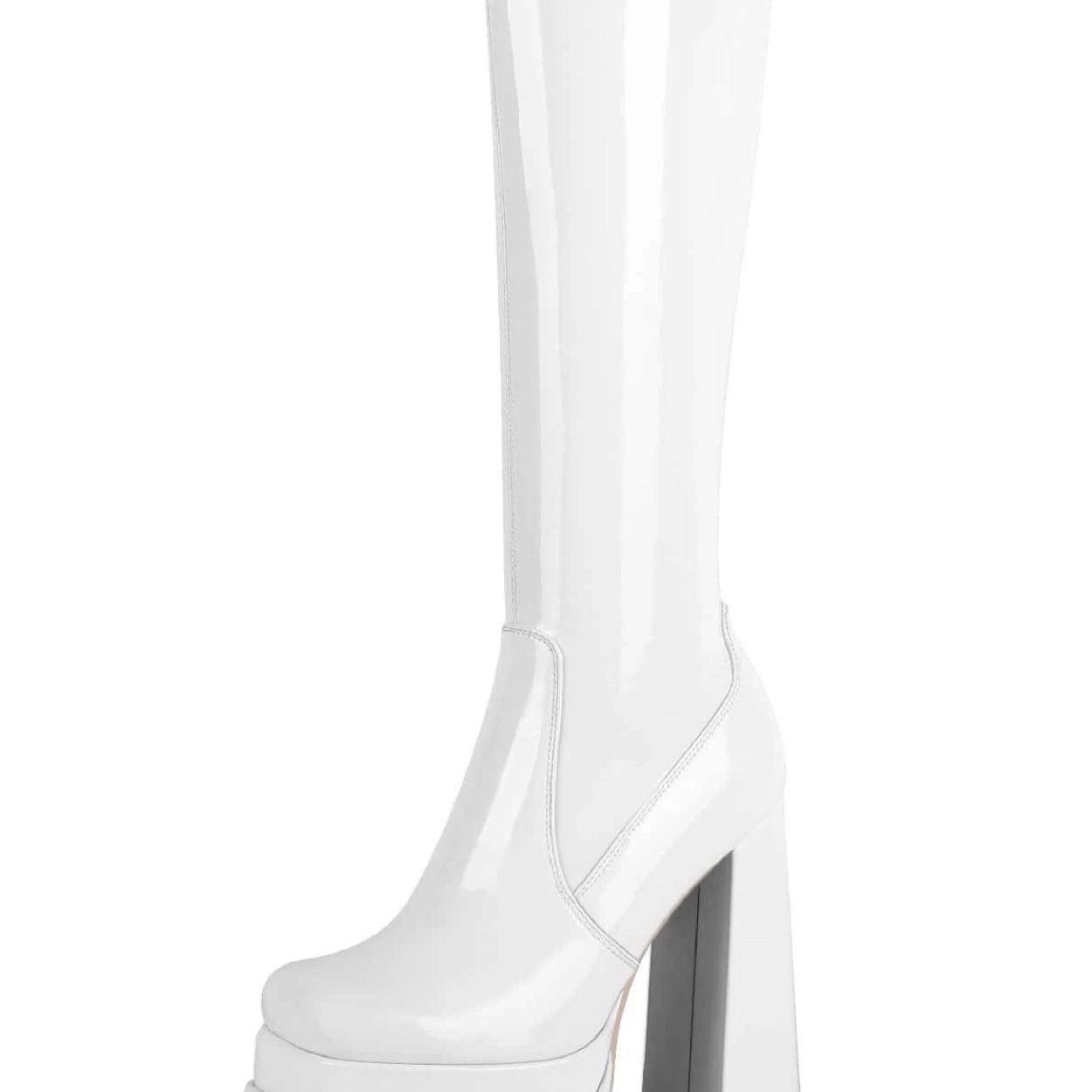 White Platform Chunky High Heels 