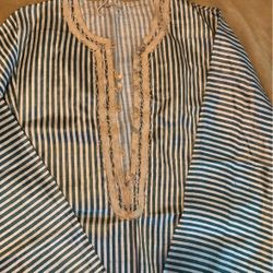 Green And White Striped Kurti/Tunic