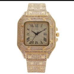 Alloy square Diamond Roman Pattern Dial Hip Hop Women's Quartz Watch
