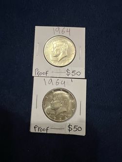 Kennedy half dollar proof ,90% silver 1964 (2 pieces )