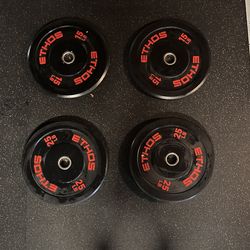 ETHOS Olympic Bumper Plates Set – 80 lbs (2x25, 2x15) – Like New