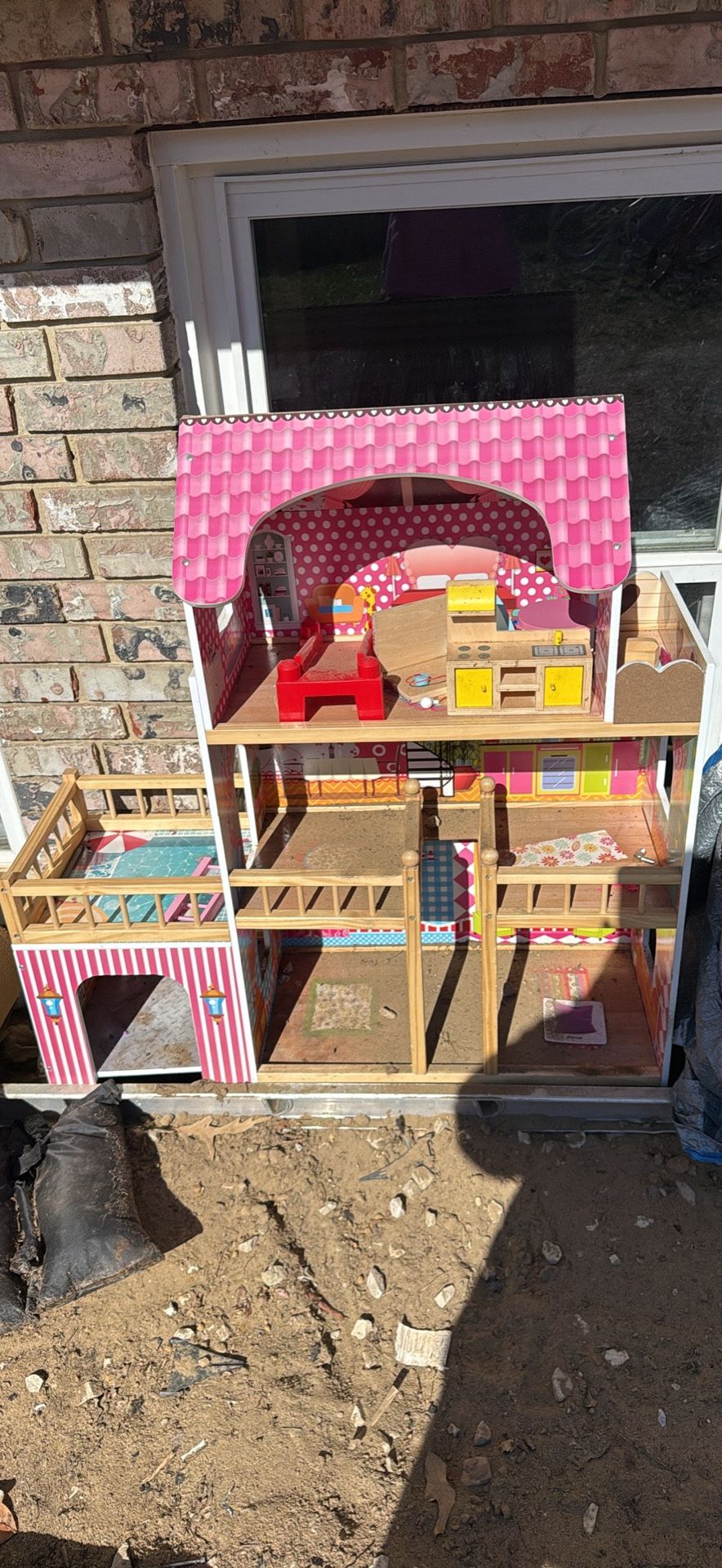 Wooden Doll House for Girl, 3-Story 35" Dreamy Doll House